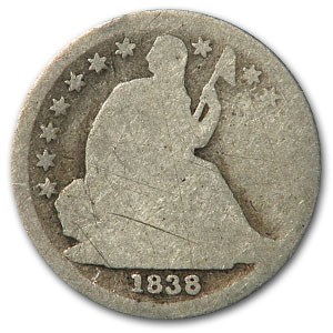 1838 Liberty Seated Dime Large Stars AG 1838 Liberty Seated Dime Large Stars AG